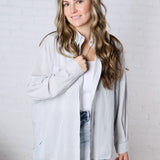 Bettina Oversized Striped Button-up Shirt - Dusty Blue