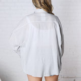 Bettina Oversized Striped Button-up Shirt - Dusty Blue