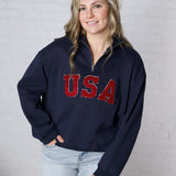 Bailey Quarter Zip USA Sweatshirt - Navy