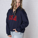 Bailey Quarter Zip USA Sweatshirt - Navy