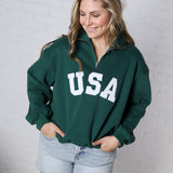 Bailey Quarter Zip USA Sweatshirt - Forest
