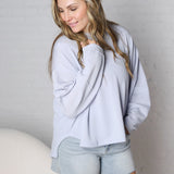 Nayla Cut Edge Detail Top - Lt Blue