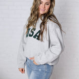 Bailey Quarter Zip USA Sweatshirt - Grey