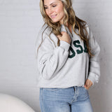Bailey Quarter Zip USA Sweatshirt - Grey