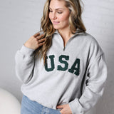 Bailey Quarter Zip USA Sweatshirt - Grey