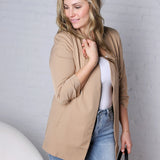 Ruthie Collarless Ruched Sleeve Longline Blazer
