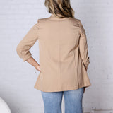 Ruthie Collarless Ruched Sleeve Longline Blazer