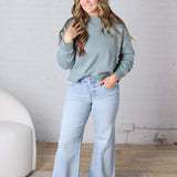 Siena Basic Relaxed Crop Sweater Top - Mint