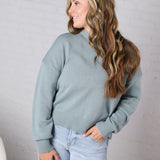 Siena Basic Relaxed Crop Sweater Top - Mint