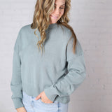 Siena Basic Relaxed Crop Sweater Top - Mint