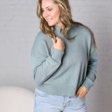 Siena Basic Relaxed Crop Sweater Top - Mint