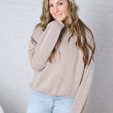 Sonja Scuba Mock Neck Pullover - Heather Taupe