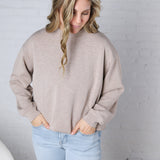 Sonja Scuba Mock Neck Pullover - Heather Taupe