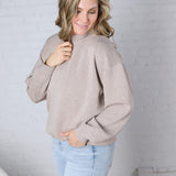 Sonja Scuba Mock Neck Pullover - Heather Taupe