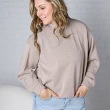 Sonja Scuba Mock Neck Pullover - Heather Taupe