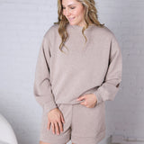 Sonja Scuba Mock Neck Pullover - Heather Taupe