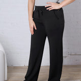 Sonja Modal Poly Scuba Straight Pants - Black