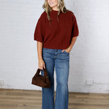 Brielle Sweater Sleeve Top - Burgundy