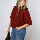 Brielle Sweater Sleeve Top - Burgundy