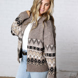 Lainey Knit Sweater Zip-Up Collar Neck - Heather Mocha