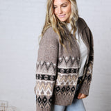 Lainey Knit Sweater Zip-Up Collar Neck - Heather Mocha