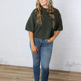Brielle Sweater Sleeve Top - Olive