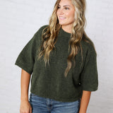 Brielle Sweater Sleeve Top - Olive