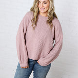 Milan Balloon Sleeve Cable Knit Sweater - Mauve