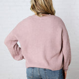 Milan Balloon Sleeve Cable Knit Sweater - Mauve