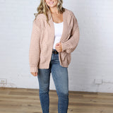 Annika Chunky Cable Knit Sweater Cardigan - Latte