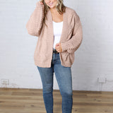 Annika Chunky Cable Knit Sweater Cardigan - Latte