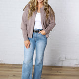 Petra Zip Front Knit Cardigan Sweater - Mauve