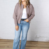 Petra Zip Front Knit Cardigan Sweater - Mauve
