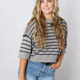 Hadley Drop Shoulder Stripe Top - Navy