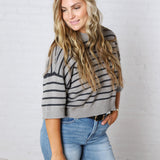 Hadley Drop Shoulder Stripe Top - Navy