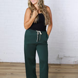 Kassidy Wide Leg Fleece Pants - Pine Grove