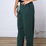 Kassidy Wide Leg Fleece Pants - Pine Grove