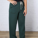 Kassidy Wide Leg Fleece Pants - Pine Grove