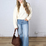 Pina Crewneck Soft Knit Sweater - Yellow White