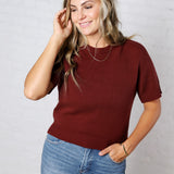 Auden Essential Soft Sweater Top with Raglan Sleeves - Sangria