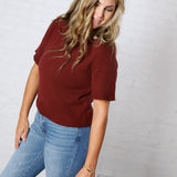 Auden Essential Soft Sweater Top with Raglan Sleeves - Sangria