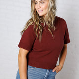 Auden Essential Soft Sweater Top with Raglan Sleeves - Sangria