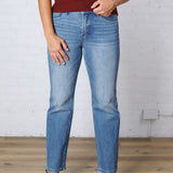Adele Tummy Control Mid Rise Ankle Straight Jeans - Medium Wash