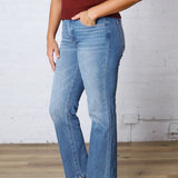 Adele Tummy Control Mid Rise Ankle Straight Jeans - Medium Wash