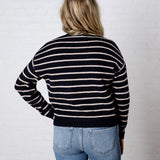 Arlette Relaxed Stripe Crew Neck Sweater - Navy