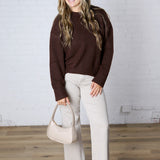 Pina Crewneck Soft Knit Sweater - Walnut