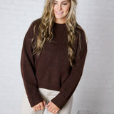 Pina Crewneck Soft Knit Sweater - Walnut