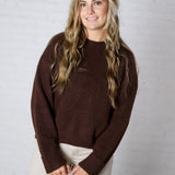 Pina Crewneck Soft Knit Sweater - Walnut
