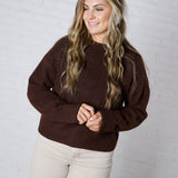 Pina Crewneck Soft Knit Sweater - Walnut
