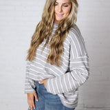 Noella Lighweight Striped Sweater - Grey